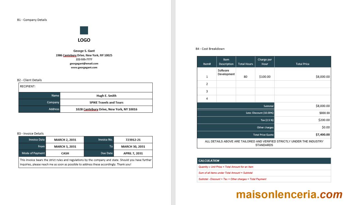 Przykładowy szablon faktury Freelance w formatach Word i PDF